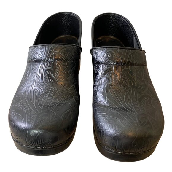 Dansko Womens Black Embossed Leather Clogs Size 40 - Picture 6 of 9